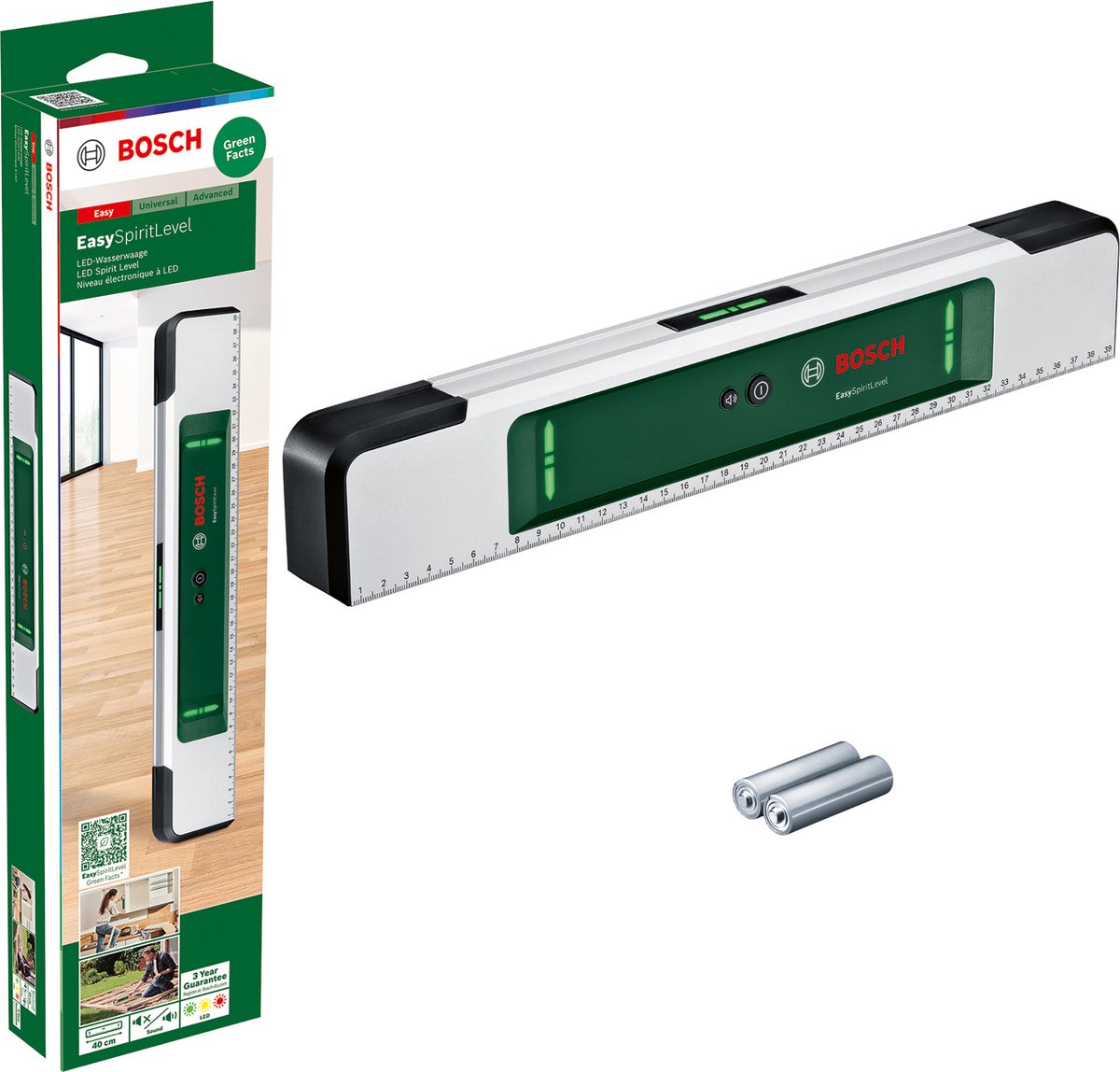Bosch easyspiritlevel - vaterpas - inklusive batterier - LED fortolkningsmærkat - kalibreringsmærkat