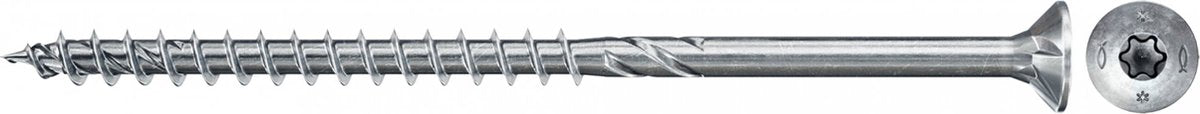Fischer 670376 spånpladeskrue power-fast ii 5,0 x 50 tx20 - undersænket hoved - delgevind - blå zinkbelagt (200 stk)