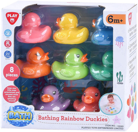 Playgo regnbue gummiænder - 8 stk.