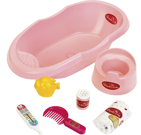 Klein legetøj prinsesse baby coralie dukkepleje - dukkebad 41cm - inkl tilbehør - med gryde - pink