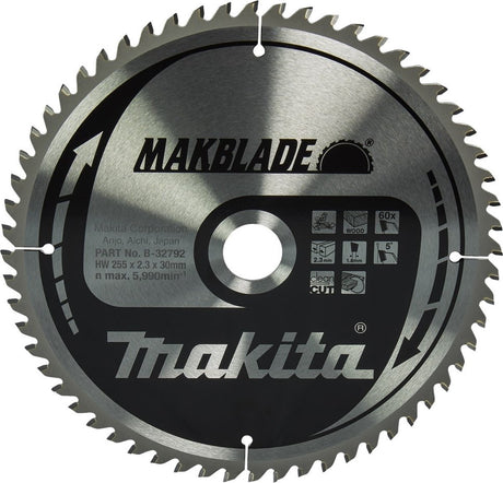 Makita krydssavklinge til træ | makblade | ø 255 mm akselhul 30 mm 60t - b-32792