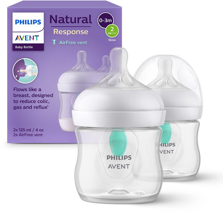 Philips avent natural response sutteflaske – anti-kolik – 2 stk – 125 ml – flow 2 – scy670 02