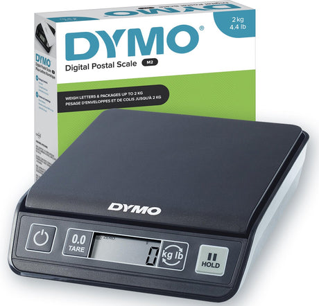 Dymo postvægt m2 15x15cm 1gram 2kl sluk og hold funktion