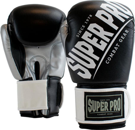 Super pro combat gear (kick)bokshandschoenen rebel zwart grijs wit 16oz 16 oz