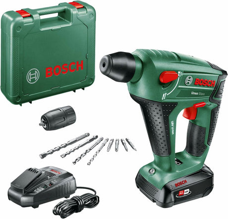 Bosch uneo maxx akku borehammer - med 1x 18 v batteri og oplader - med kuffert