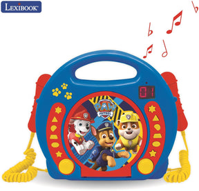 Lexibook Paw Patrol bærbar CD-afspiller med 2 syng-med-mikrofoner