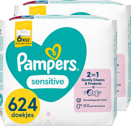 Pampers sensitive babyservietter - parfumefri - 12 x 52 babyservietter