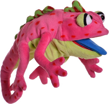 Levende marionet af monkendam.nl hånddukke levende dukker kamæleon wiehelminchen 33 cm pink