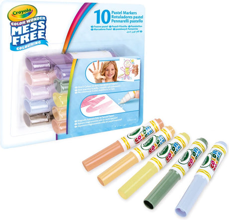Crayola - farve vidunder - tusch - 10 snavsfri tusch med gennemsigtig blæk - pastelfarver - til børn