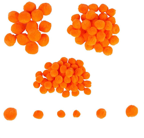 Farver - mini pomponer orange, 100 stk.