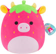 Squishmallows - medium plys 30 cm klar - hot pink jordbær ko