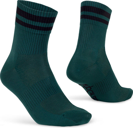 Gripgrab - original stripes crew sommer cykelstrømper stribede retro cykelstrømper coolmax - unisex - grøn - str. m (41-44)
