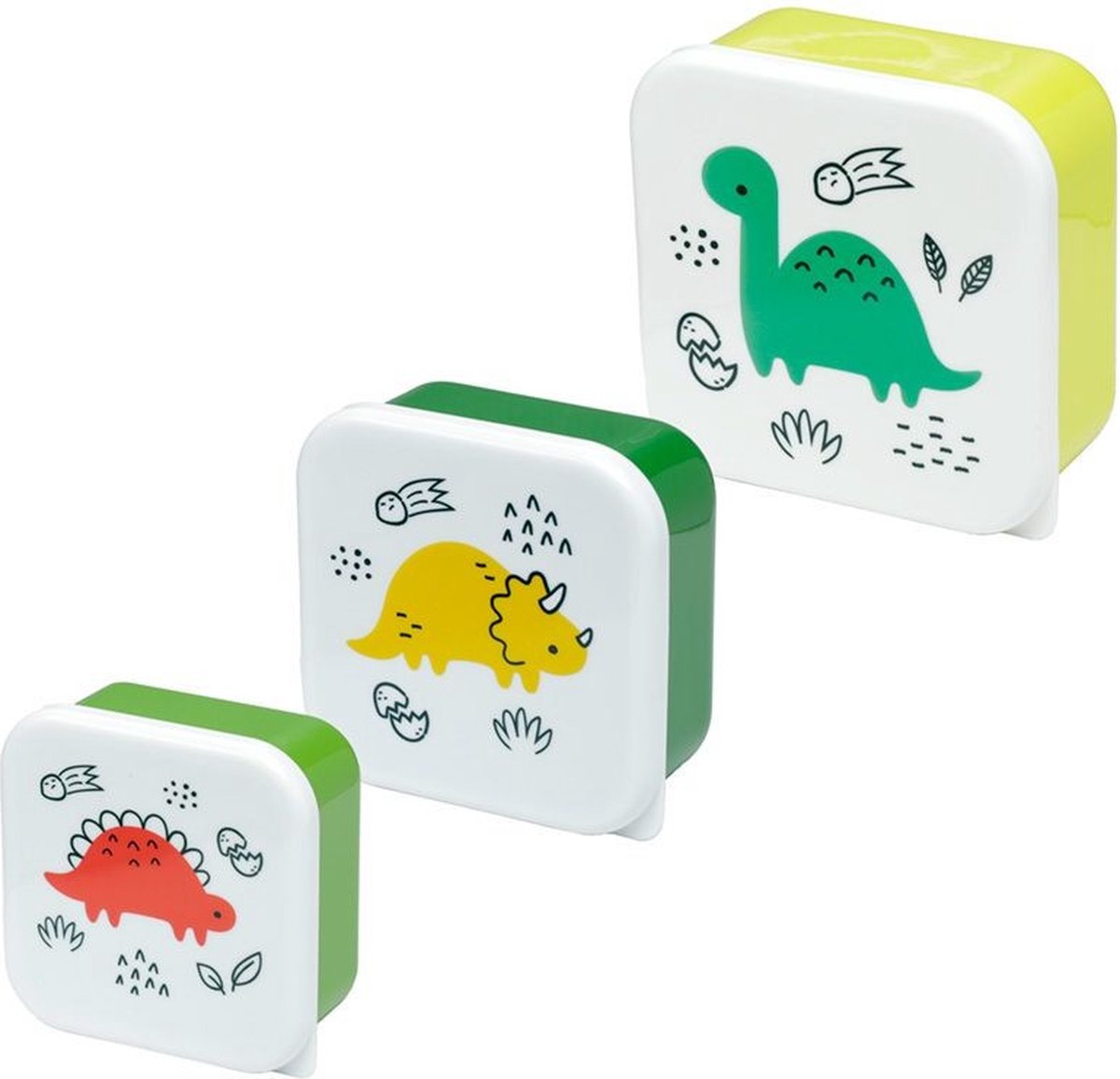 Puckator madkasse - snackboks - dino - sæt med 3 -