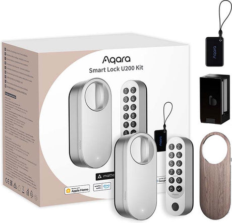 Aqara smart lock u200 kit - sølv - smart dørlås - fingeraftryk pinkode - apple hjem nøgle - bluetooth sag