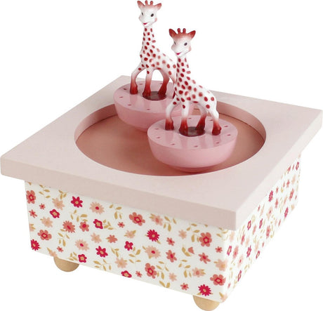 Sophie the giraffe spilledåse - dansende sophie's - baby spilledåse - barselsgave - baby shower gave - fra 12 måneder - 11,5x11,5x8,5 cm - pink