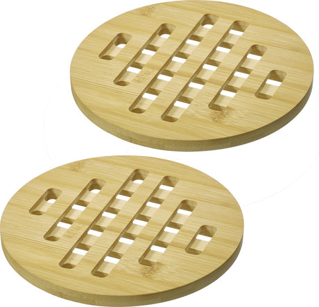 Westmark bordskånere tapas + venner – runde bordskånere til at beskytte bordet mod ridser og forbrændinger, ideel til spisebordet – bambus, 20 cm, 2 stk.