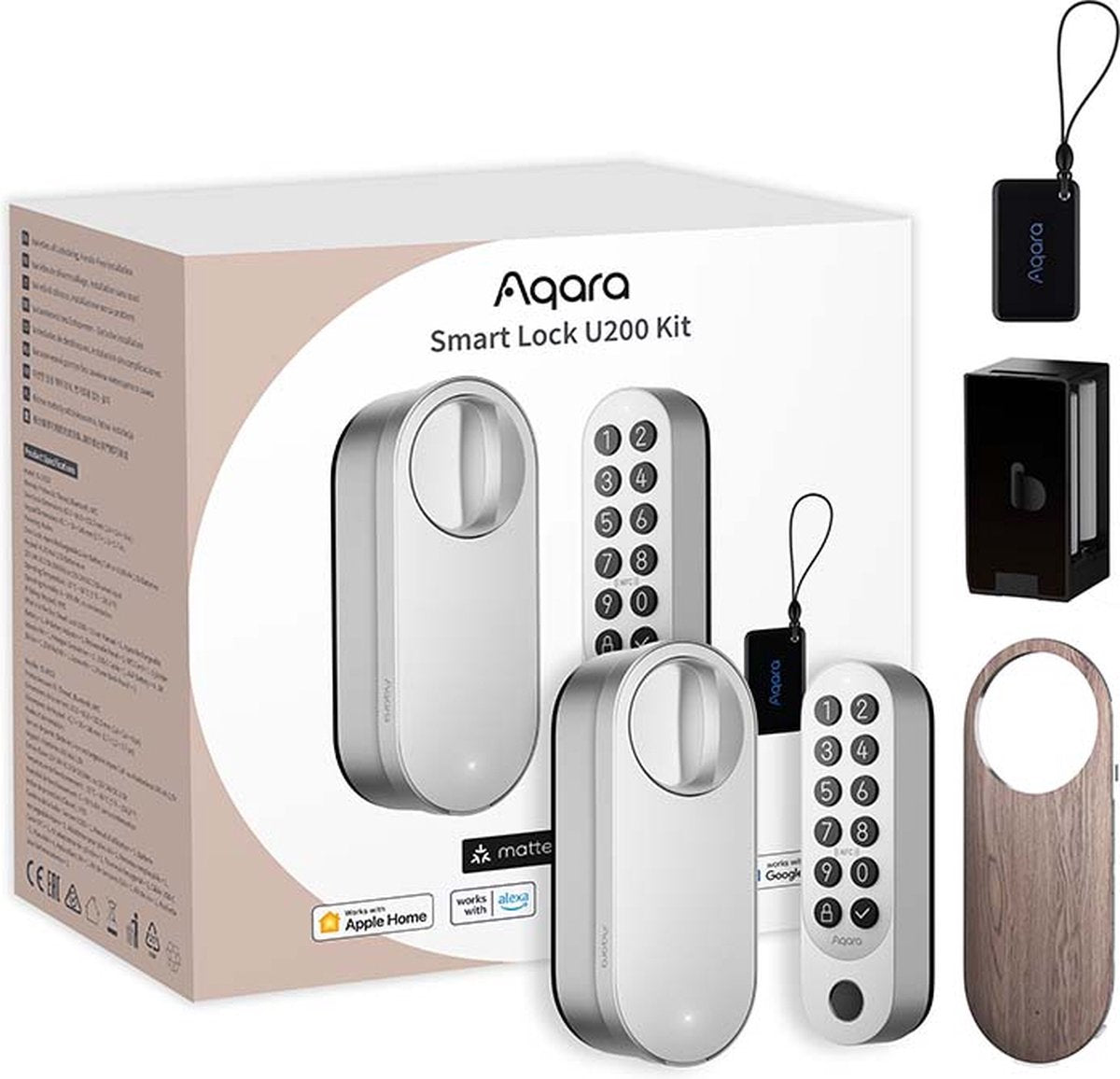 Aqara smart lock u200 kit - sølv - smart dørlås - fingeraftryk pinkode - apple hjem nøgle - bluetooth sag