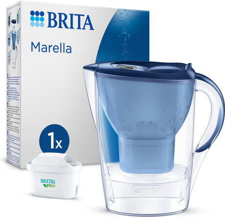Brita - water filter jug - marella cool - 2.4l - blue - incl. 1 maxtra pro alt-i-1 filterpatron
