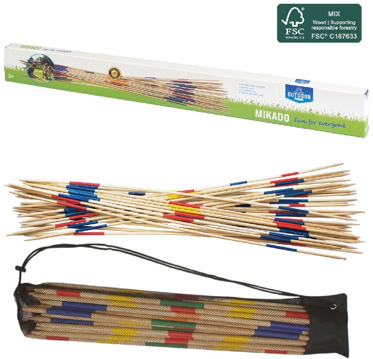Udendørs leg - mikado - 90 cm - inklusiv bæretaske - fsc