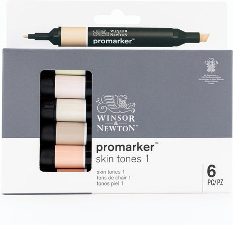 Winsor Newton 0290114 ProMarker™ 6 Hudfarver Sæt 1 | professionelle layout markører alkohol markører