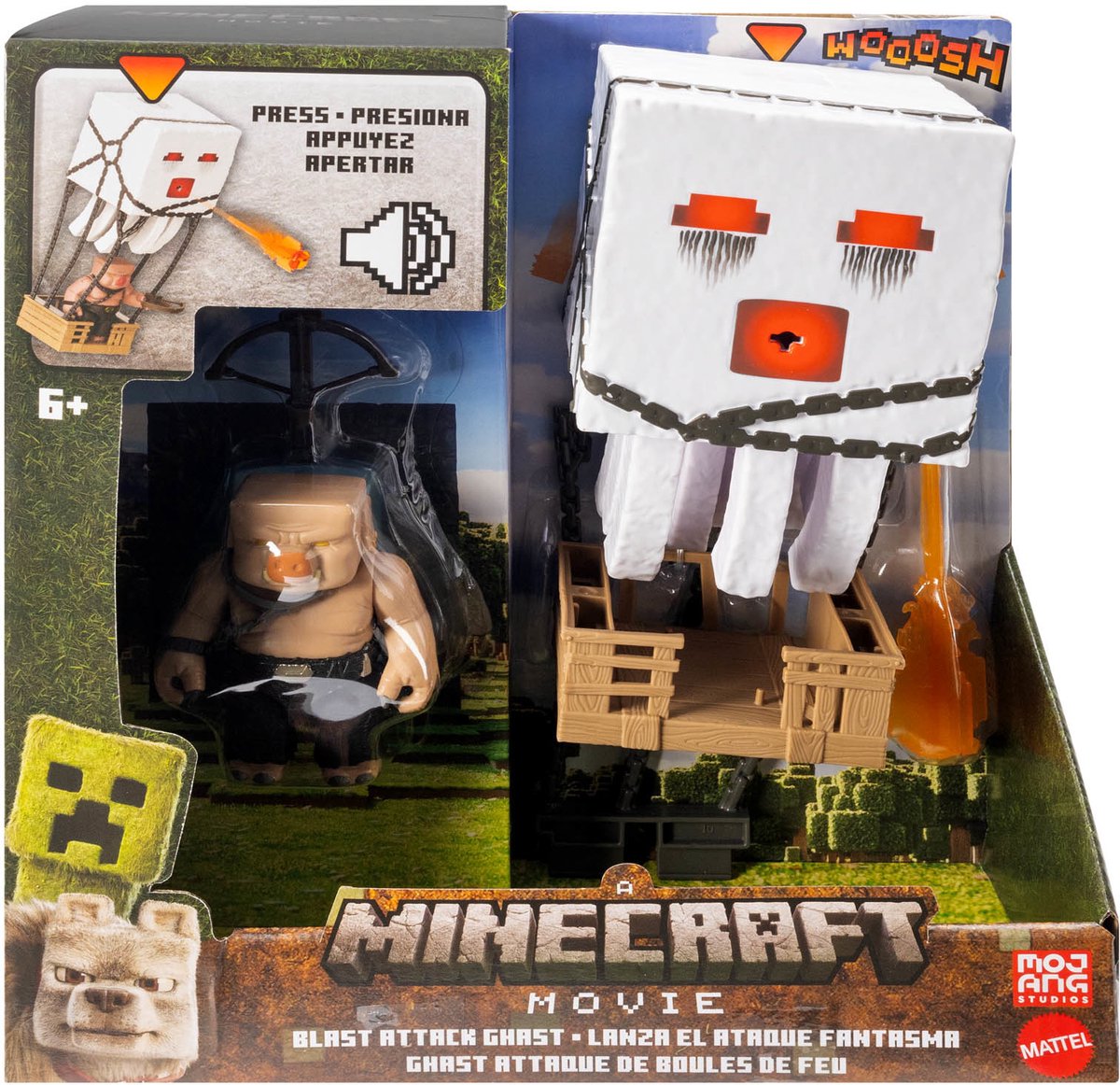 Minecraft film blast attack ghast – 25 cm actionfigur med lys, lyd og ildprojektil