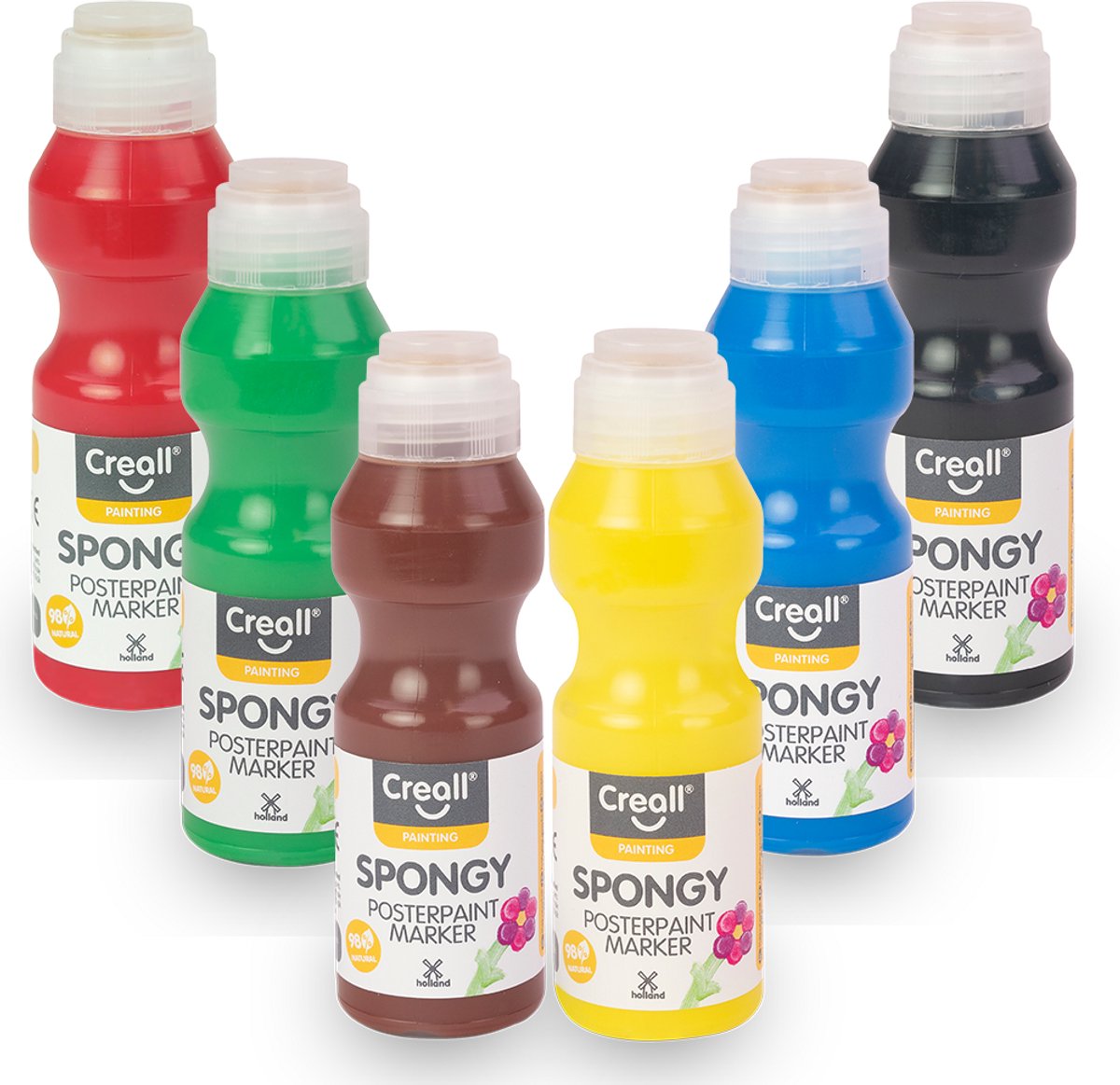 Creall svampede gouache tuscher - 6 farver - 6x70ml - lavet i Holland - vegansk - glutenfri