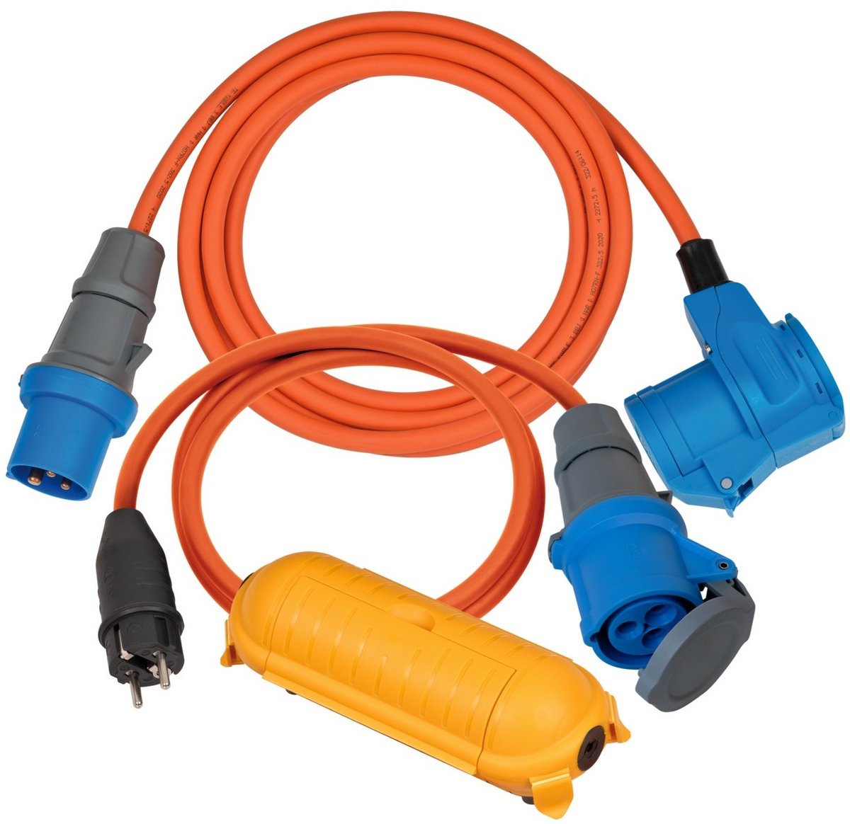 Brennerstuhl campingstartsæt cee adapterkabel 1,5m, cee 230v forlængerkabel 3m, safebox big ip44 (ideelt campingtilbehør til enhver campingferie, ip44)