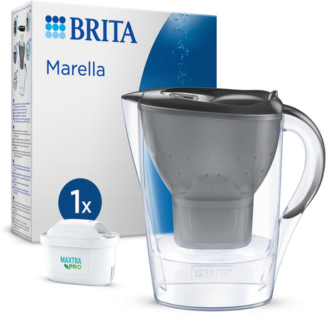 Brita - vandfilterkande - marella cool - 2,4l - grå - inkl. 1 maxtra pro alt-i-1 vandfilterpatron