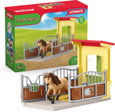 Schleich farm world - ponystald med islandsk hingst - farm legetøj - 42609