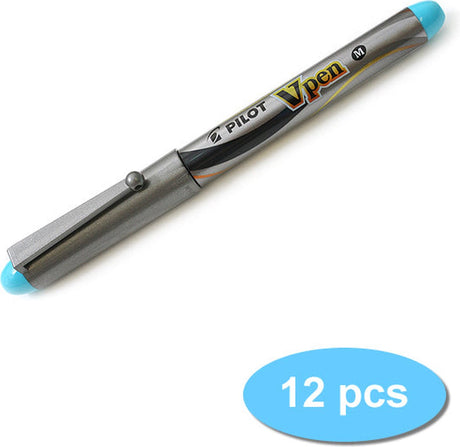 Pilot fyldepen v-pen sølv turkis 12 stk
