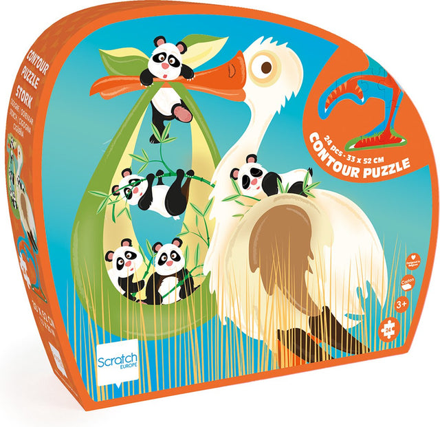 Ridsekonturpuslespil - stork - 32,9x51,9x0,25cm - 24 brikker - 3 år