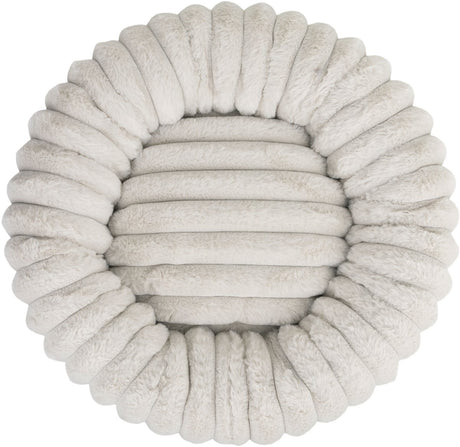 District 70 ribba – luxe ronde kattenmand van ribfluweel pluche – greige – 45 x 45 x 15 cm