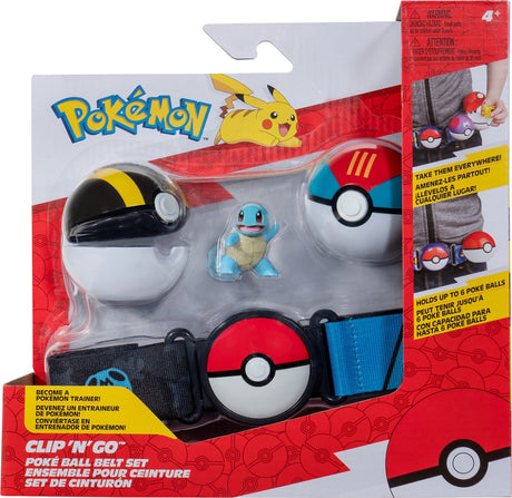 Jazwares pokémon - clip 'n' go poke ball belt set squirtle