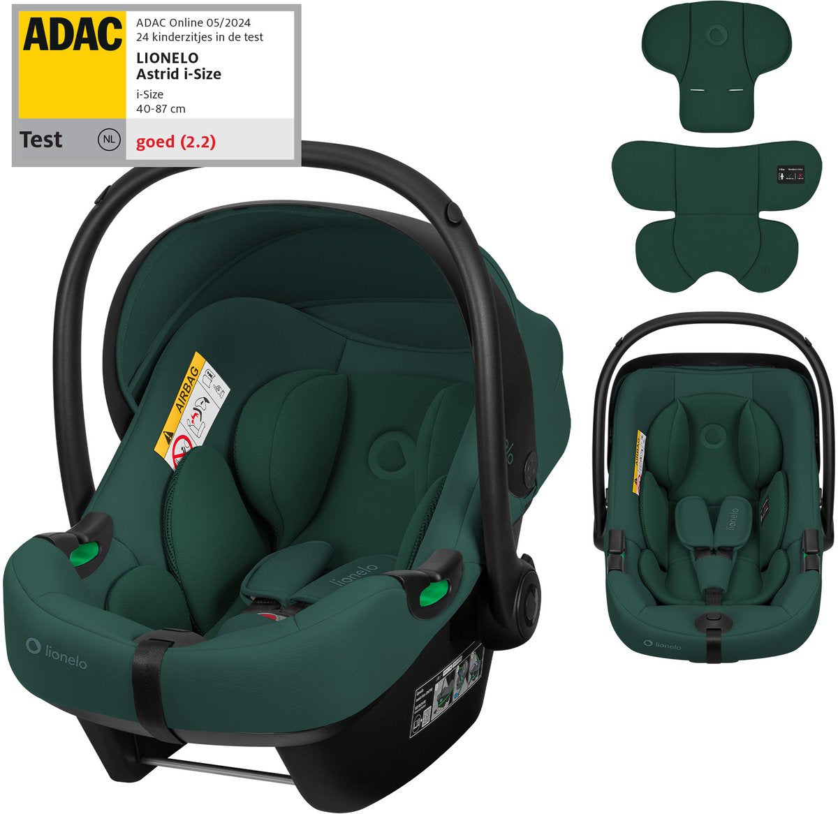 Lionelo Astrid i-size autostol – adac 5-stjernet – 40-87 cm – rwf – memory foam – justerbar nakkestøtte (7 cm) – holmbergs bælter – kompatibel med isofix-base klapvogn – i-size standard – let sikker