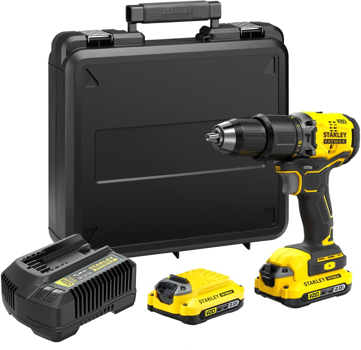 Stanley Fatmax SFMCD715D2K V20 18V BL Hammerboremaskine | 2x 2.0ah - sfmcd715d2k-qw