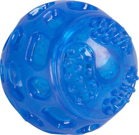 Flamingo hundelegetøj bordy ball blå – ø 7,5 cm – LED lys bip lyd – TPR gummi – flydende legetøj til hunde