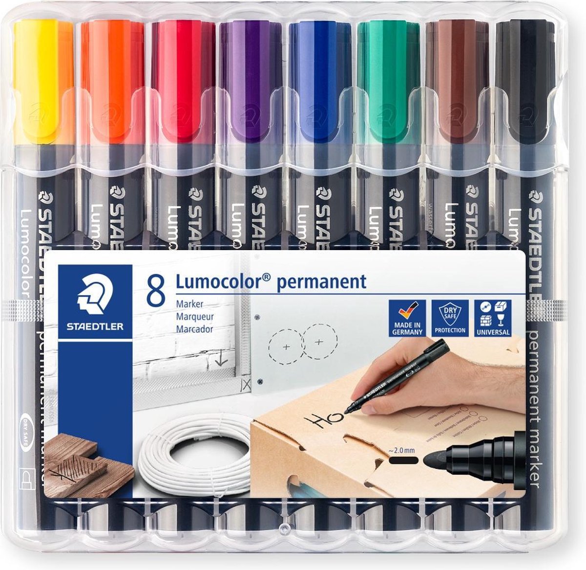 Staedtler lumocolor permanent tusch rund spids - æske 8 stk