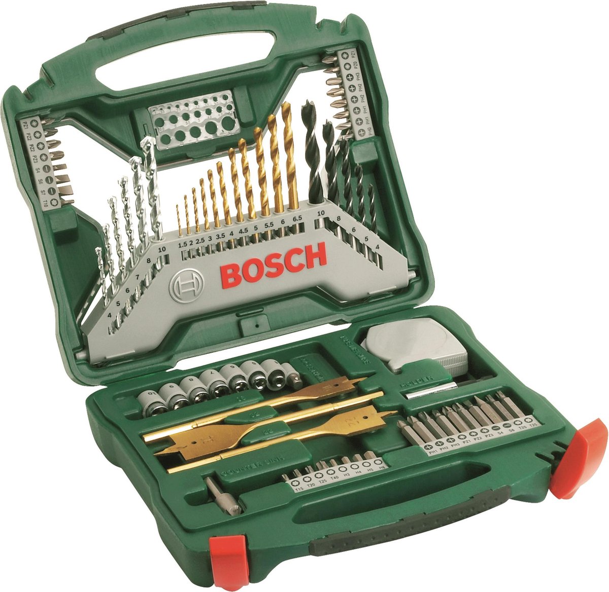 Bosch x-line boresæt - 70 dele - titanium plus serie - til træ, metal og sten