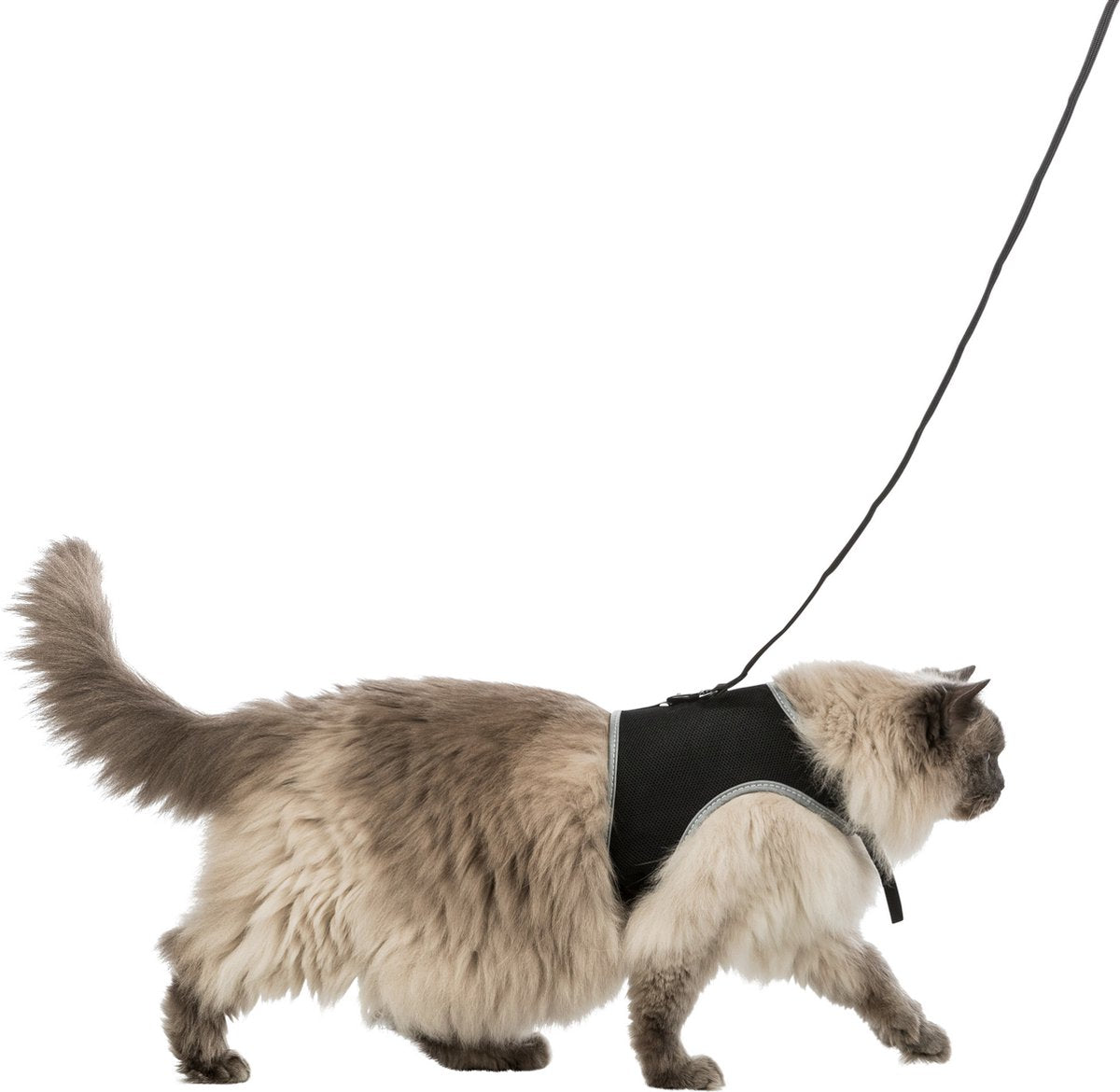 Trixie blød kattesele - sort - 1,2 m