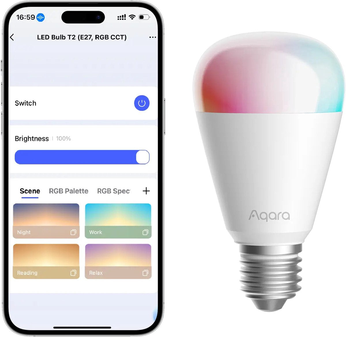 Aqara led pære t2 (rgb cct, e27)