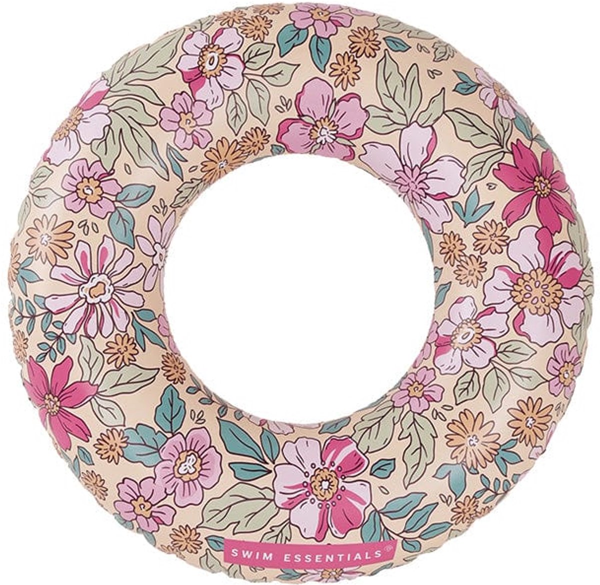 Svømmeting - swimmingpool - ø95 cm - flerfarvet - blomsterprint - barn - flamingohoved