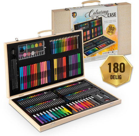 Grafix tekendoos voor kinderen 180pcs - kleurkoffer - kleuren tekenen - geschikt voor kinderen en volwassenen - inclusief stiften, kleurpotloden, verf, en meer