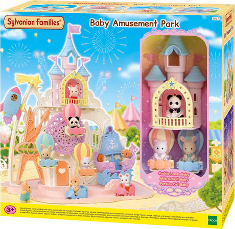 Sylvanian families 5537 baby forlystelsespark - gyngende skib - raket - pariserhjul - slot - 3 babyfigurer