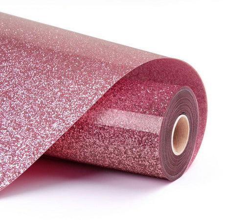 Loklik varmeoverførsel vinyl glitter - pink - pink - 30,5 x 90 cm