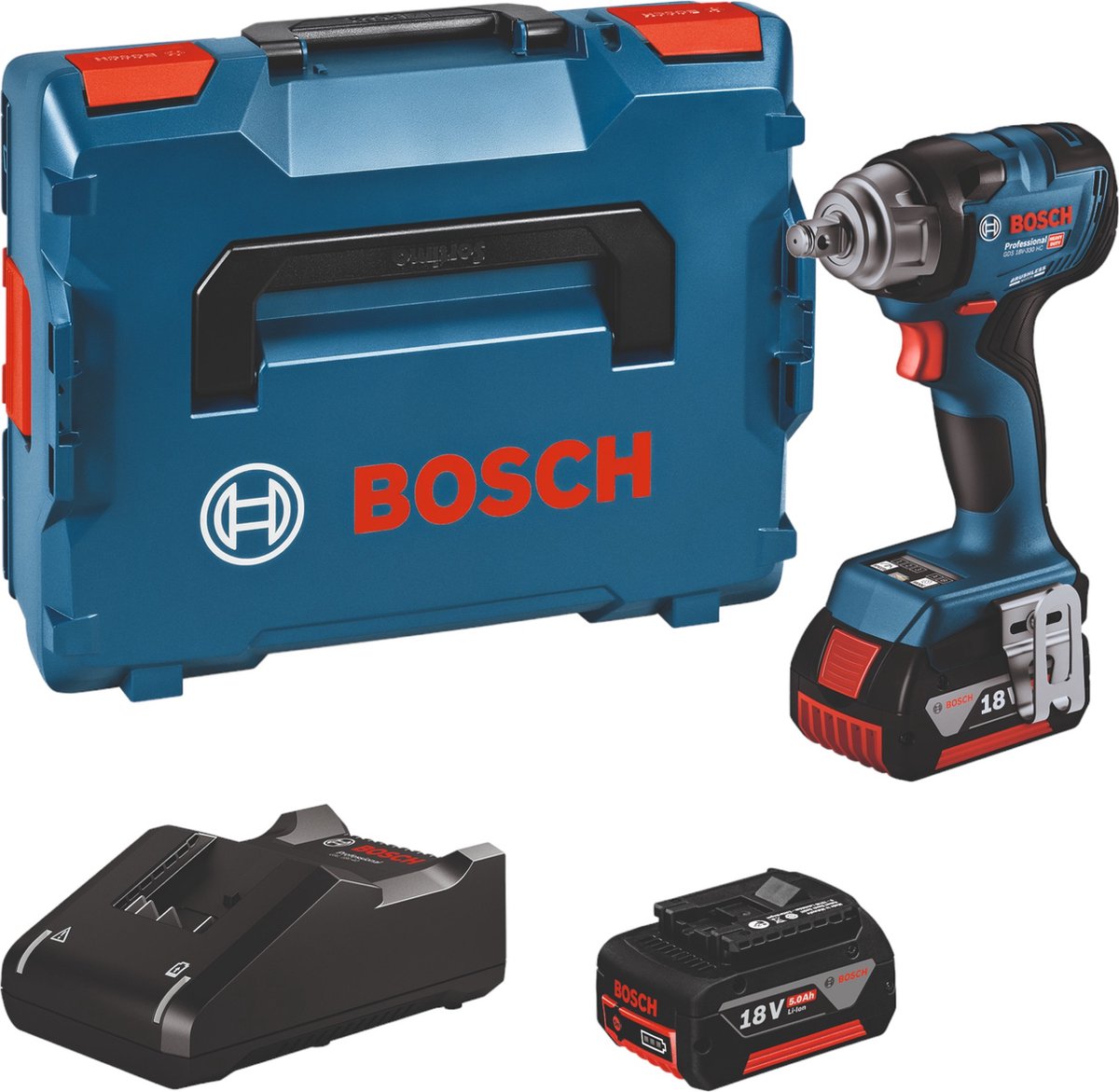Bosch blå gds 18v-330 hc akku slagdriver | 330nm | 2 x 5,0 ah batteri + oplader | i l-boxx - 06019l5003