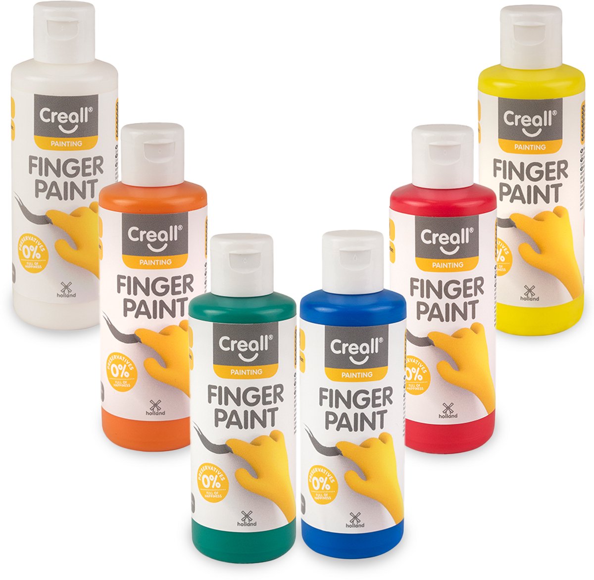 Creall fingermalingssæt konserveringsfrit, 6x250ml.