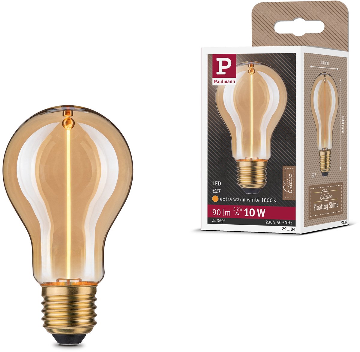 Paulmann flydende shine standard 230 v LED pære E27 90lm 2.2W 1800K guld