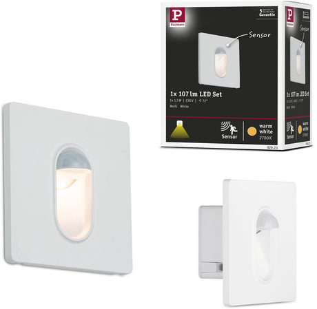 Paulmann LED indbygget væglampe væg kantet 78x78 mm 1,1w 65lm 230v 2700k hvid