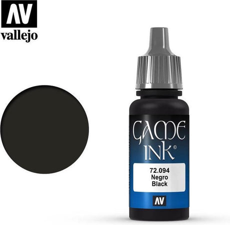 Vallejo hobbymaling akrylmaling - 72094 spilfarve - sort blæk - akryl - malingsflaske - 18 ml