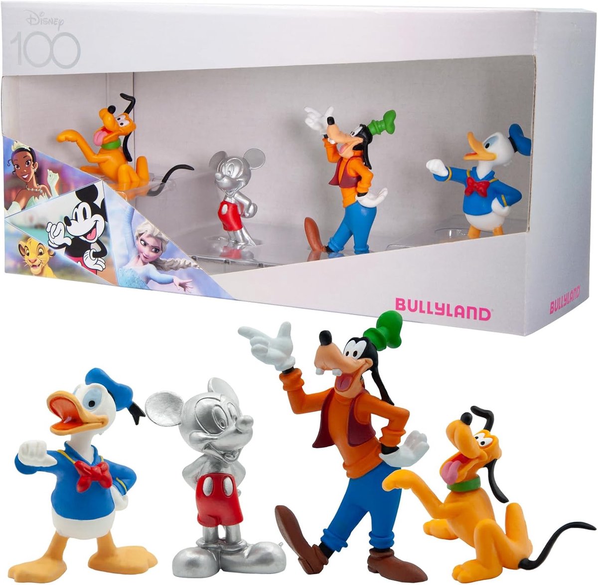 Bullyland 15150 - Disney 100 års jubilæumsfigur sæt med Mickey Mouse, Anders And, Pluto og Fedtmule - specielt til Disney-samlere og unge fans - perfekt som gave eller kagedekoration